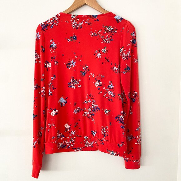 Banana Republic Red Sheer Floral Wrap Blouse – Size M - Picture 3 of 7